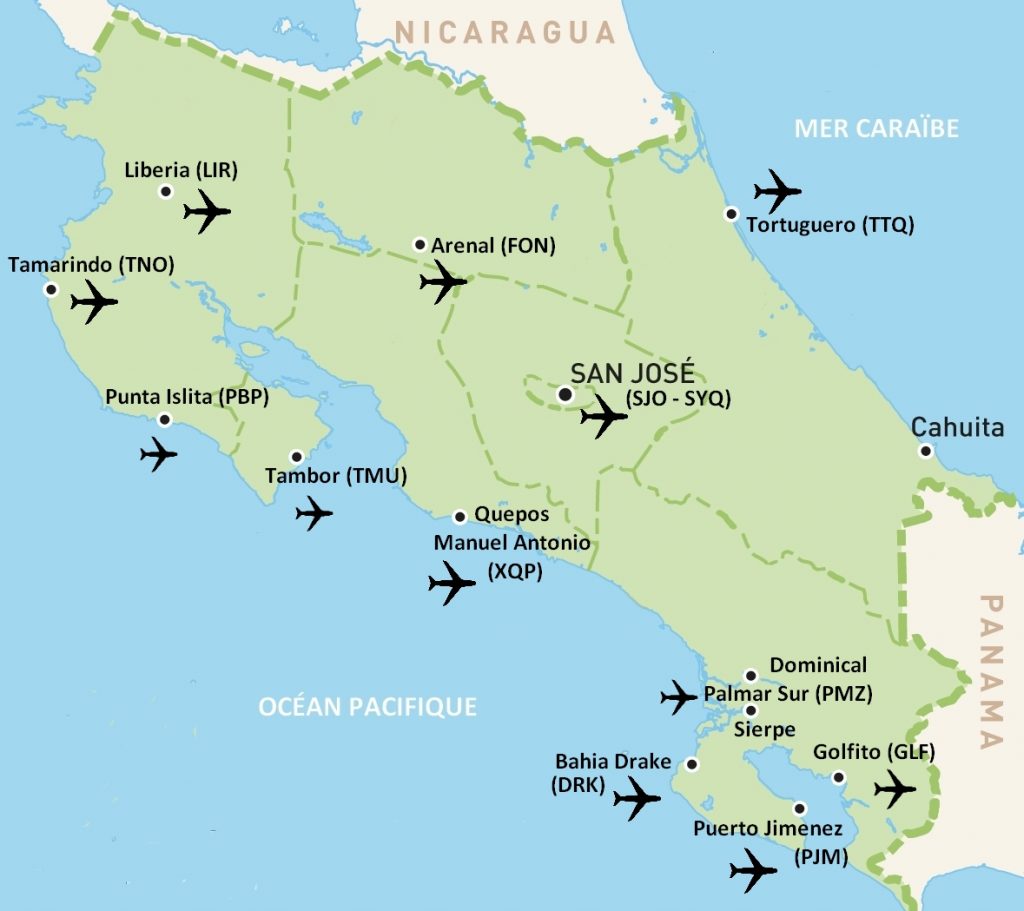 carte aeroports costa rica