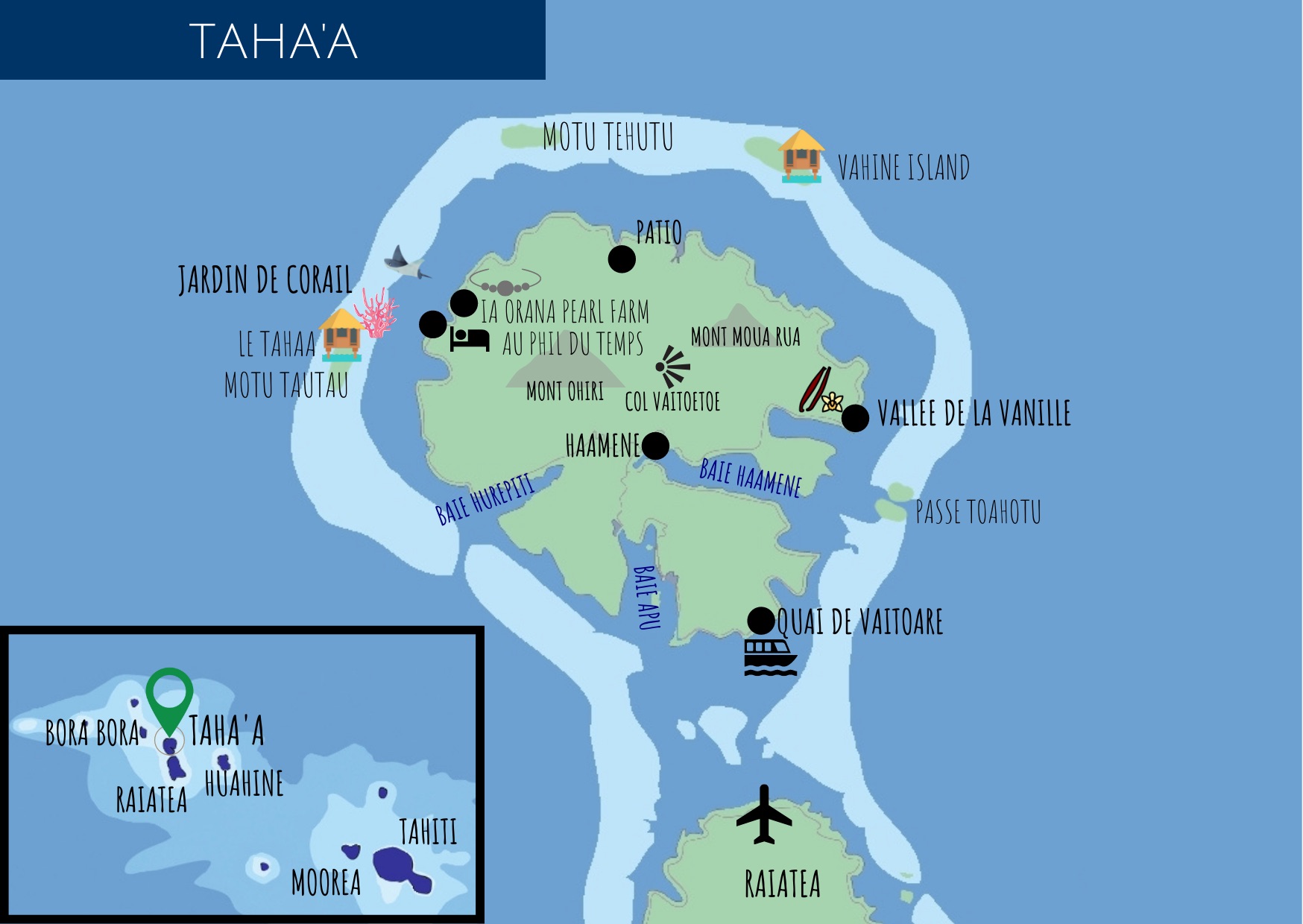carte de tahaa, polynésie française