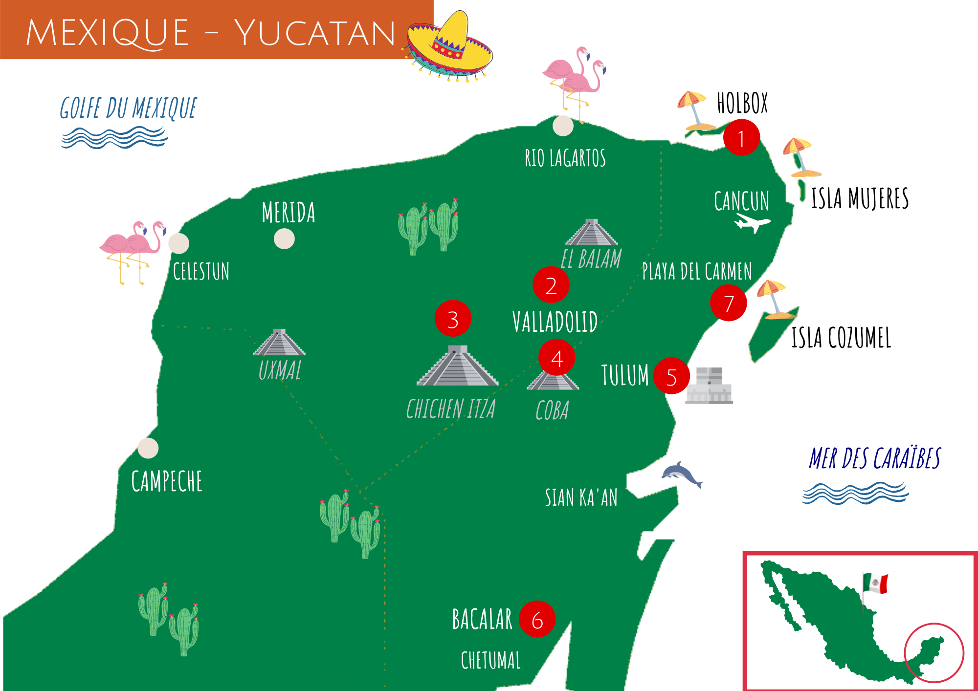 Carte mexique yucatan 