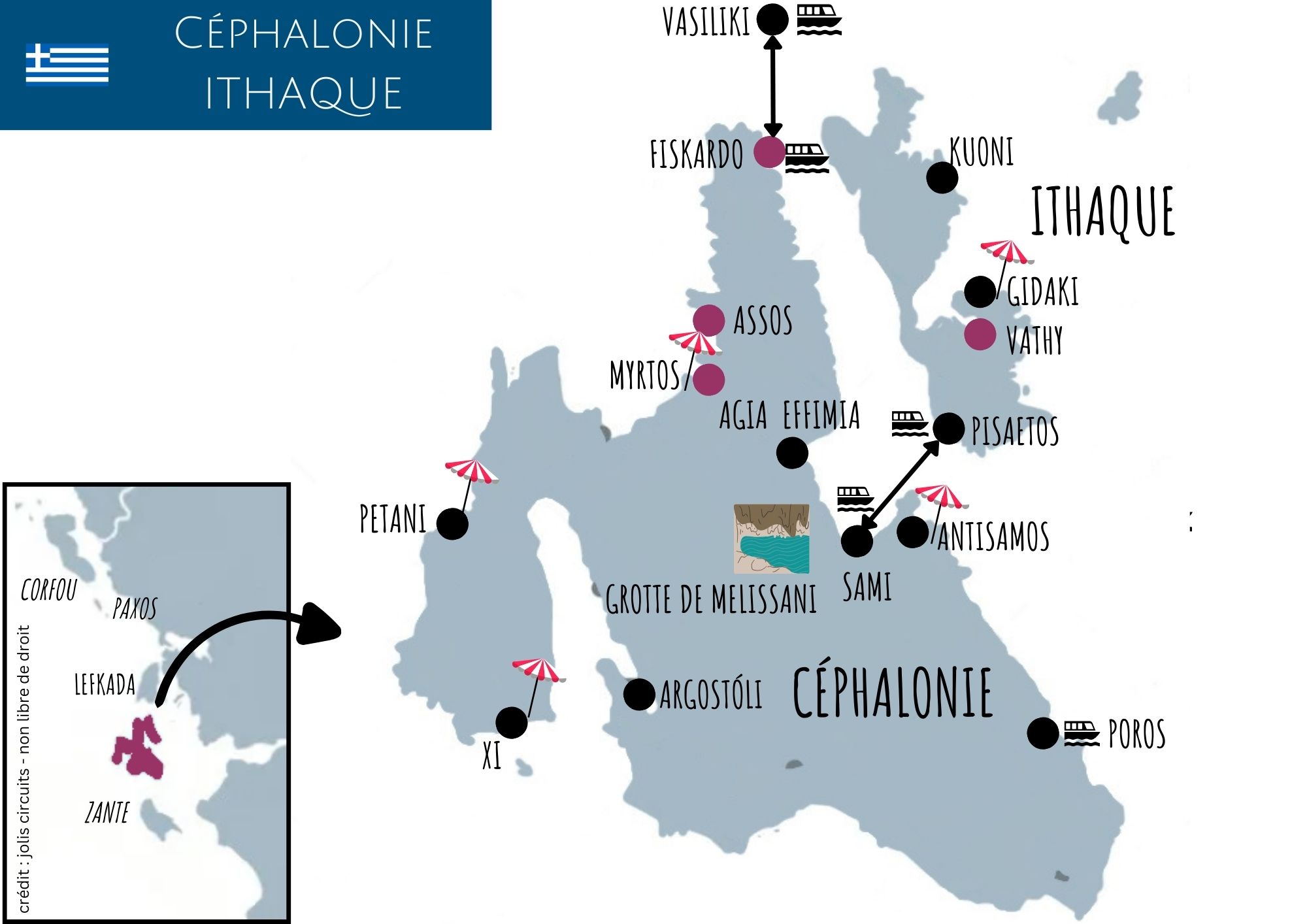 carte cephalonie ithaque grèce iles ioniennes