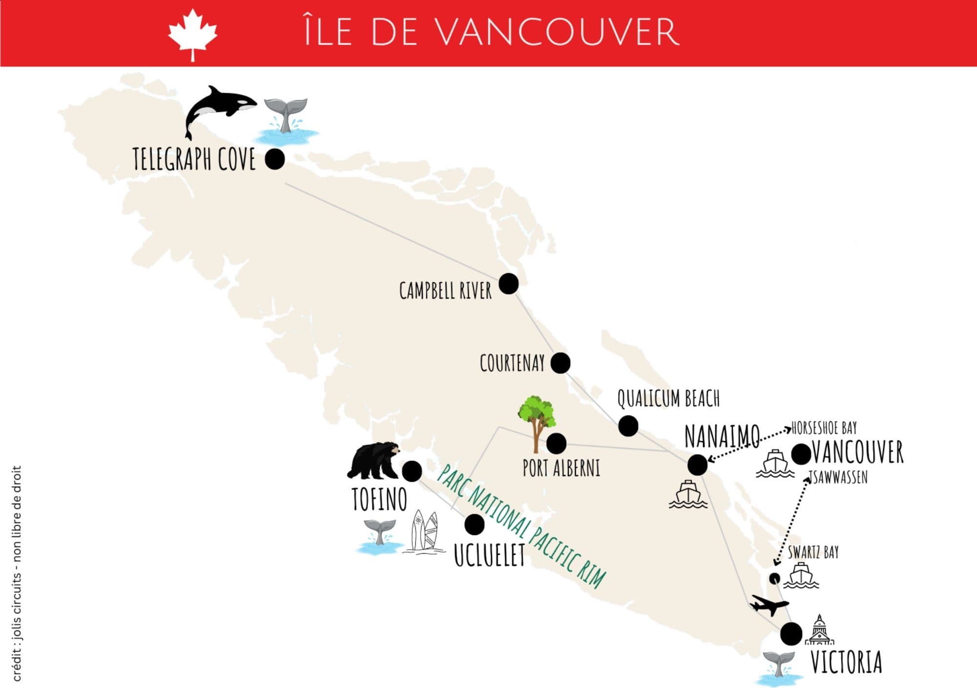 carte ile de vancouver, canada