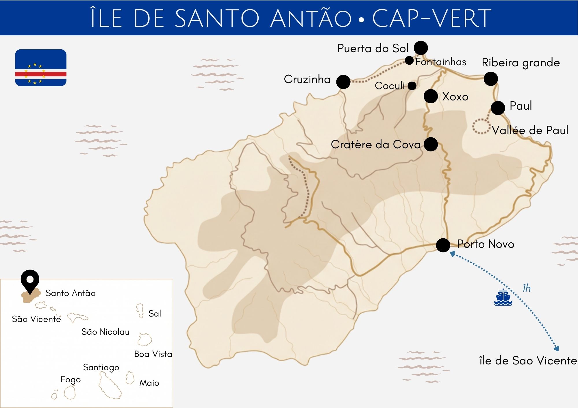 carte de santo antoa, cap vert, cabo verde